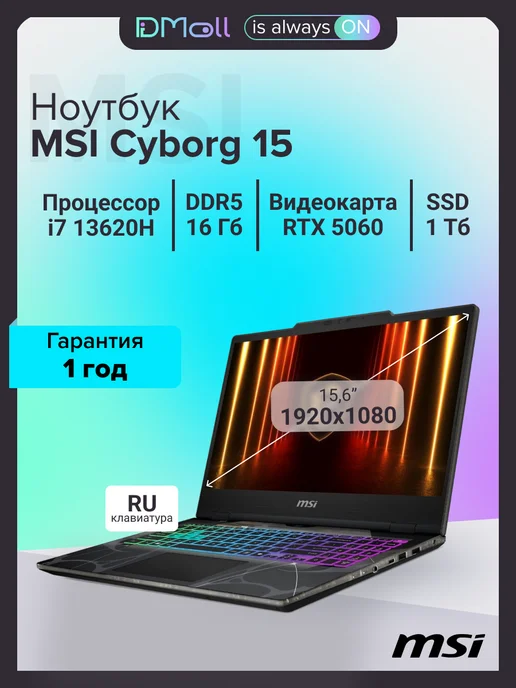 Cyborg 15 B13WFKG693XRU i713620H 16Gb 1Tb RTX5060